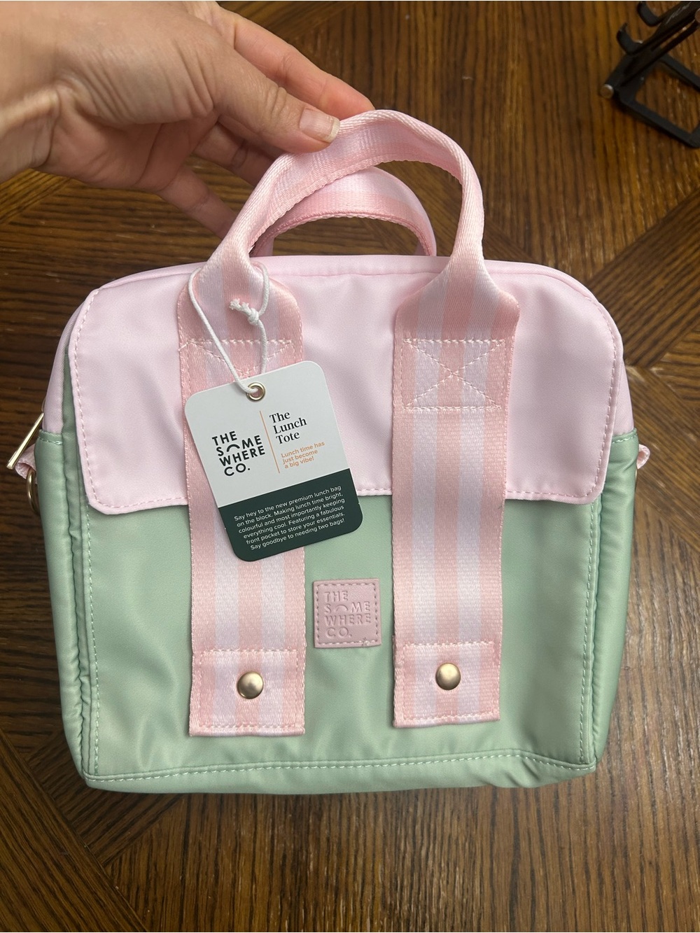 The SomeWhere Co. Pink & Mint premium Lunch Tote Bag